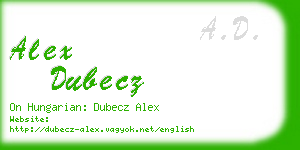 alex dubecz business card